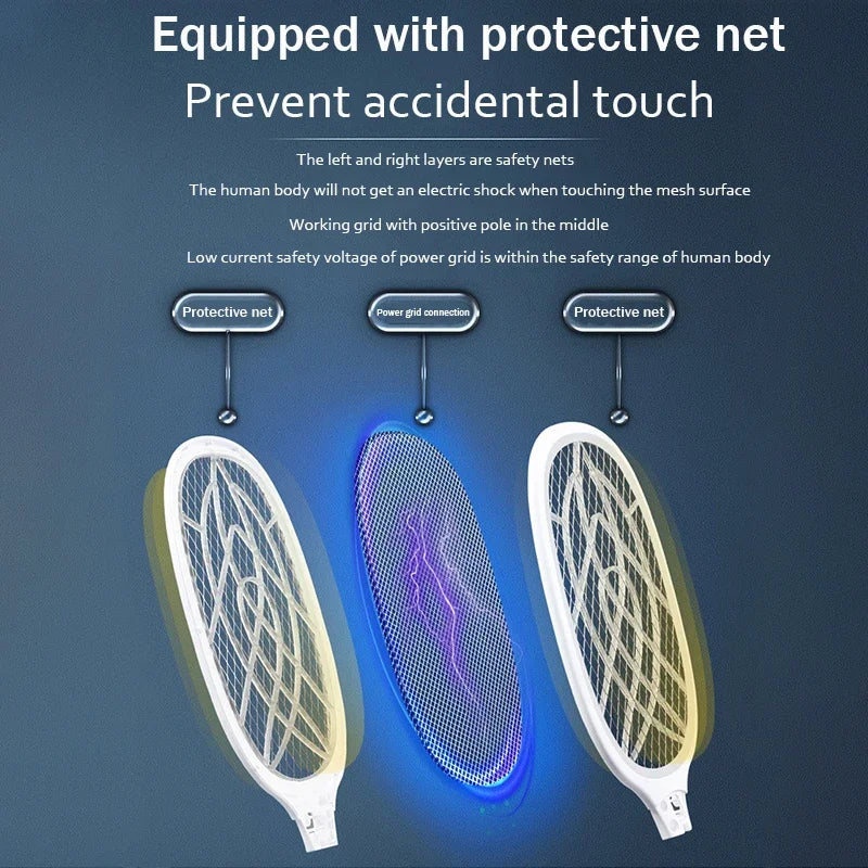 10 LED Trap Mosquito Killer Lamp Electric Flies Swatter USB Rechargeable Summer Mosquito Trap Racket Anti Insect Bug Zapper 3000V