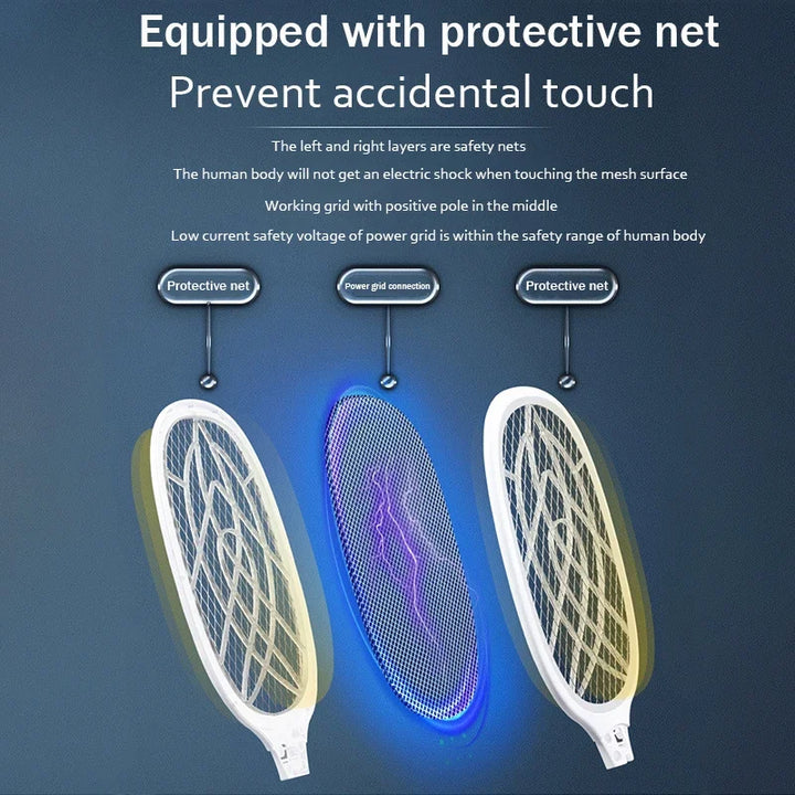 10 LED Trap Mosquito Killer Lamp Electric Flies Swatter USB Rechargeable Summer Mosquito Trap Racket Anti Insect Bug Zapper 3000V