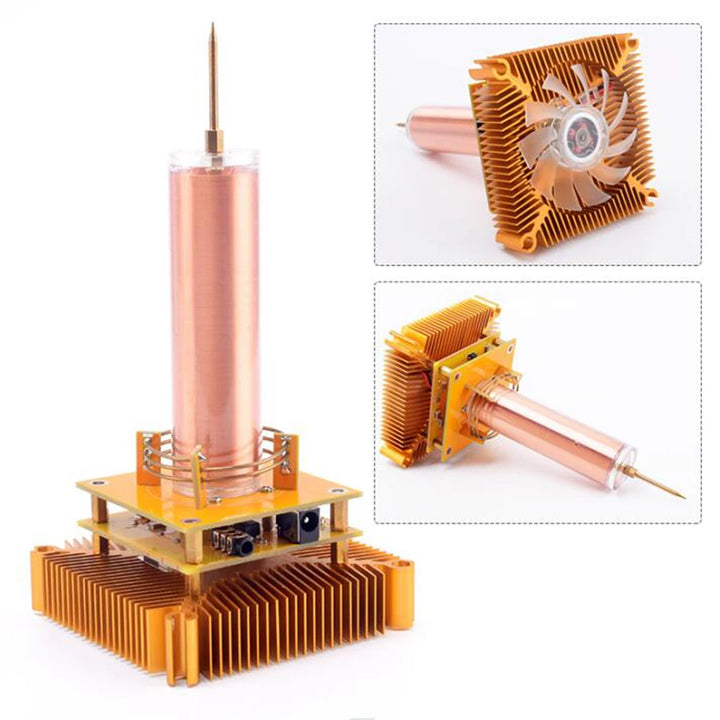 For Musical Tesla Coil Wireless Music Plasma Speaker Plasma Music Tesla Coil Module Golden With Acrylic Shell EU/US Plug DC8-32V