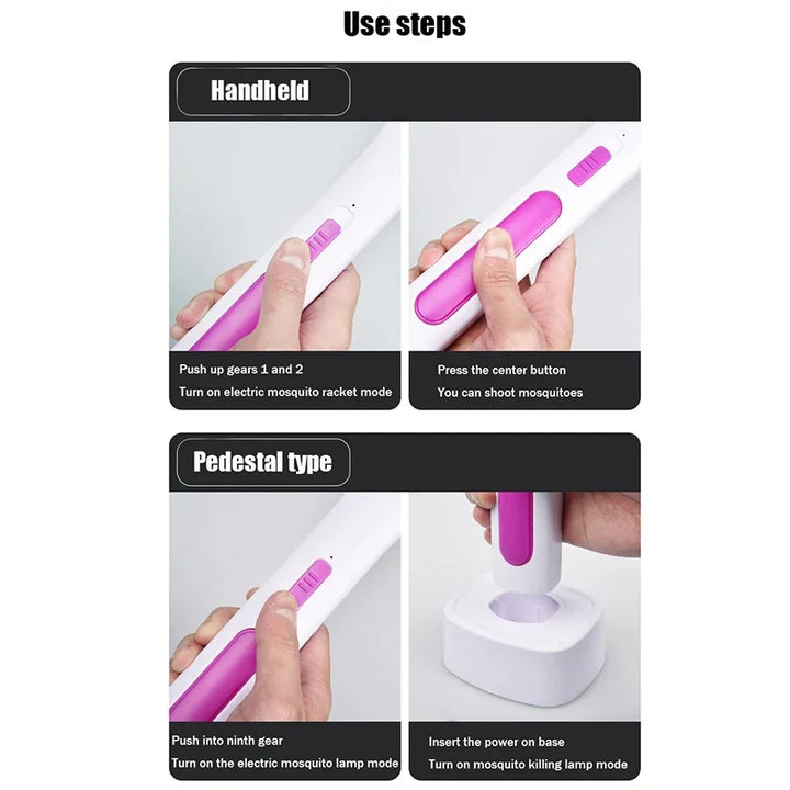 10 LED Trap Mosquito Killer Lamp Electric Flies Swatter USB Rechargeable Summer Mosquito Trap Racket Anti Insect Bug Zapper 3000V