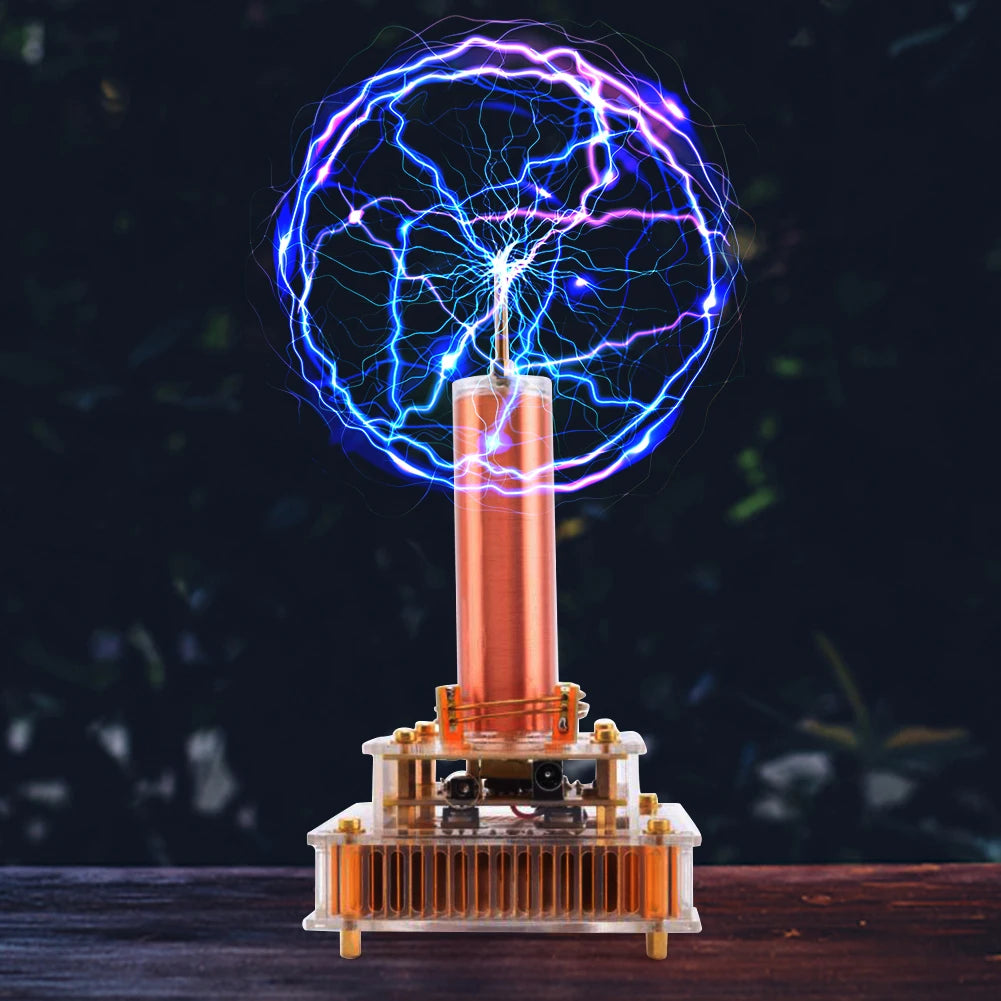 For Musical Tesla Coil Wireless Music Plasma Speaker Plasma Music Tesla Coil Module Golden With Acrylic Shell EU/US Plug DC8-32V