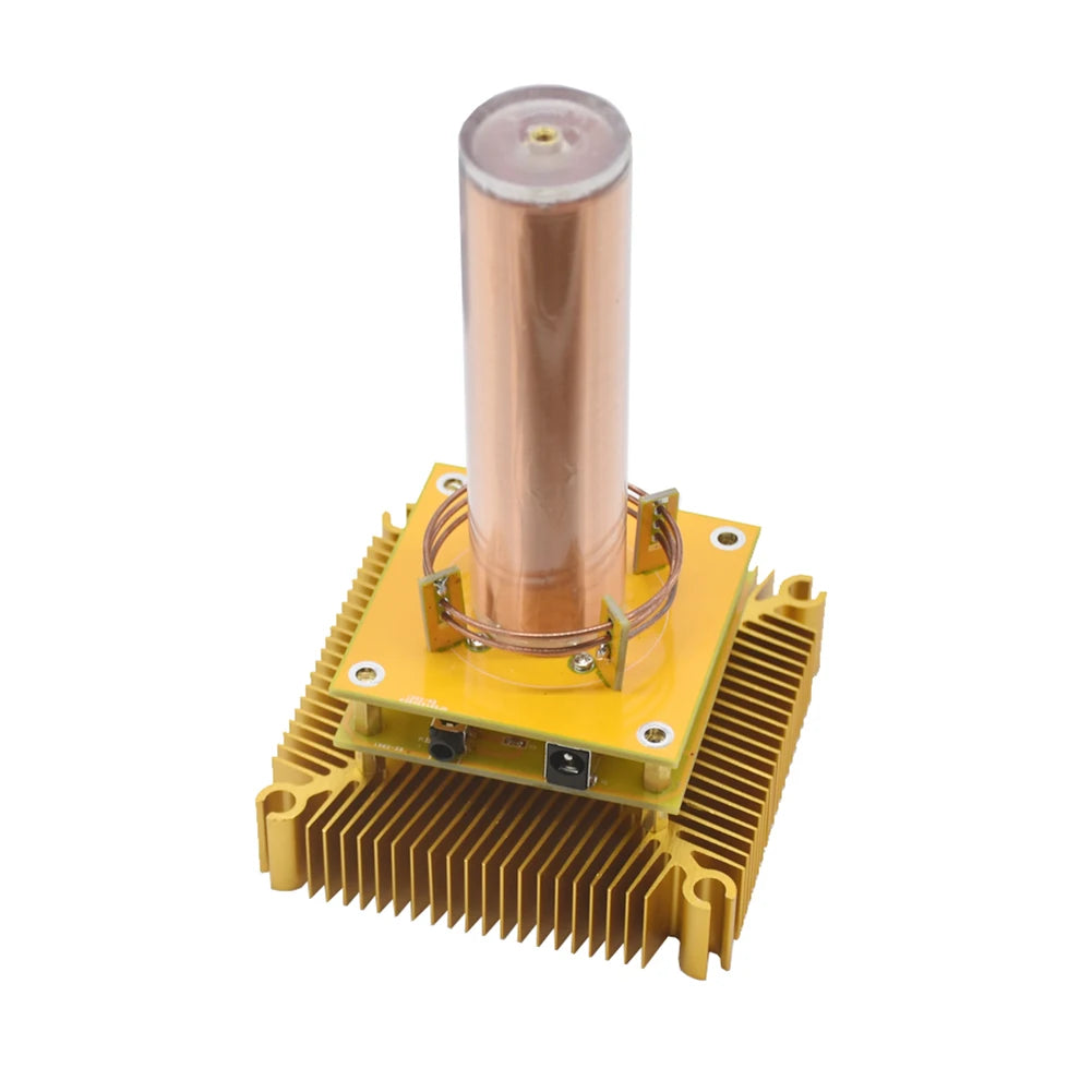 For Musical Tesla Coil Wireless Music Plasma Speaker Plasma Music Tesla Coil Module Golden With Acrylic Shell EU/US Plug DC8-32V