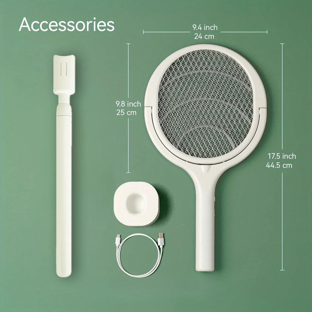 6 in 1 Retractable Mosquito Killer Swatter Racket Electric Fly Trap Bug Lamp Bat for Home House Zapper Insect Extendable Handle