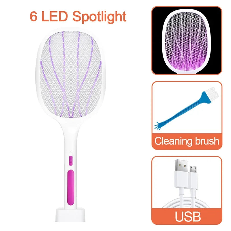 10 LED Trap Mosquito Killer Lamp Electric Flies Swatter USB Rechargeable Summer Mosquito Trap Racket Anti Insect Bug Zapper 3000V