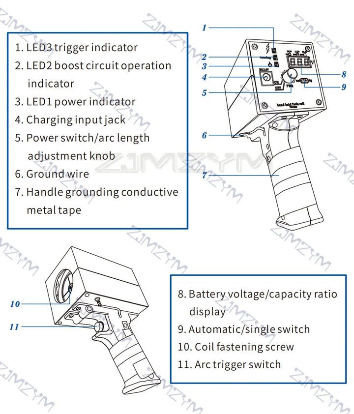 Third Generation Plus 80W 6A Tesla Coil Gun Portable Handheld Tesla Coil High Voltage Generator Artificial Lightning Tesla Coil