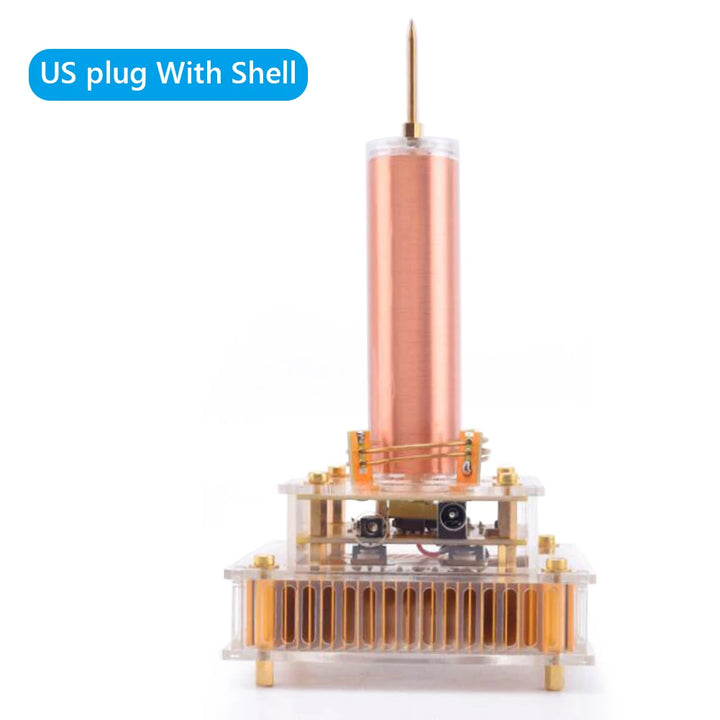 For Musical Tesla Coil Wireless Music Plasma Speaker Plasma Music Tesla Coil Module Golden With Acrylic Shell EU/US Plug DC8-32V