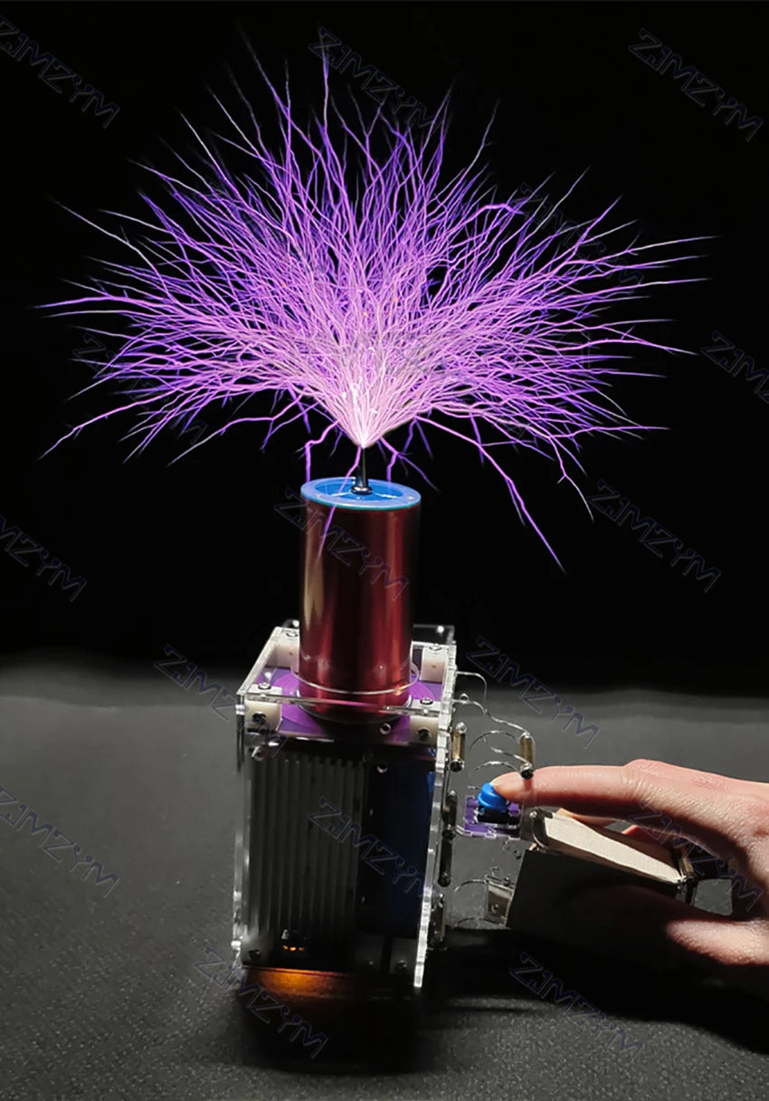 Third Generation Plus 80W 6A Tesla Coil Gun Portable Handheld Tesla Coil High Voltage Generator Artificial Lightning Tesla Coil