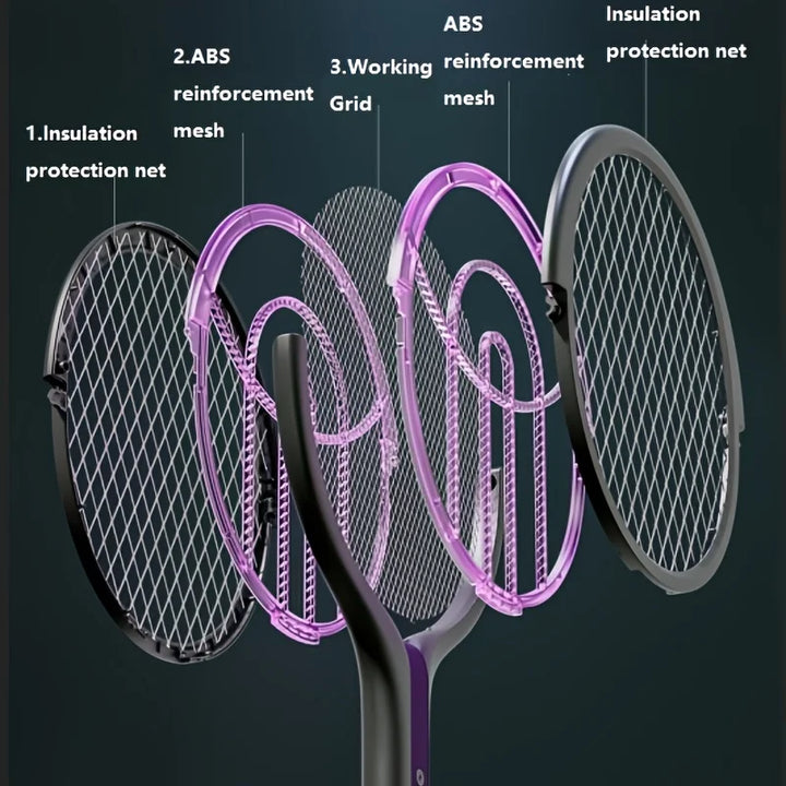 6 in 1 Retractable Mosquito Killer Swatter Racket Electric Fly Trap Bug Lamp Bat for Home House Zapper Insect Extendable Handle