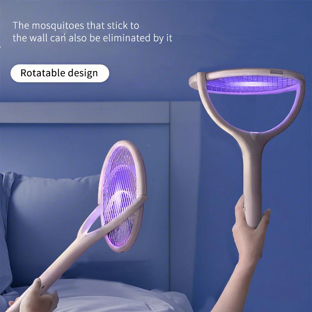 6 in 1 Retractable Mosquito Killer Swatter Racket Electric Fly Trap Bug Lamp Bat for Home House Zapper Insect Extendable Handle