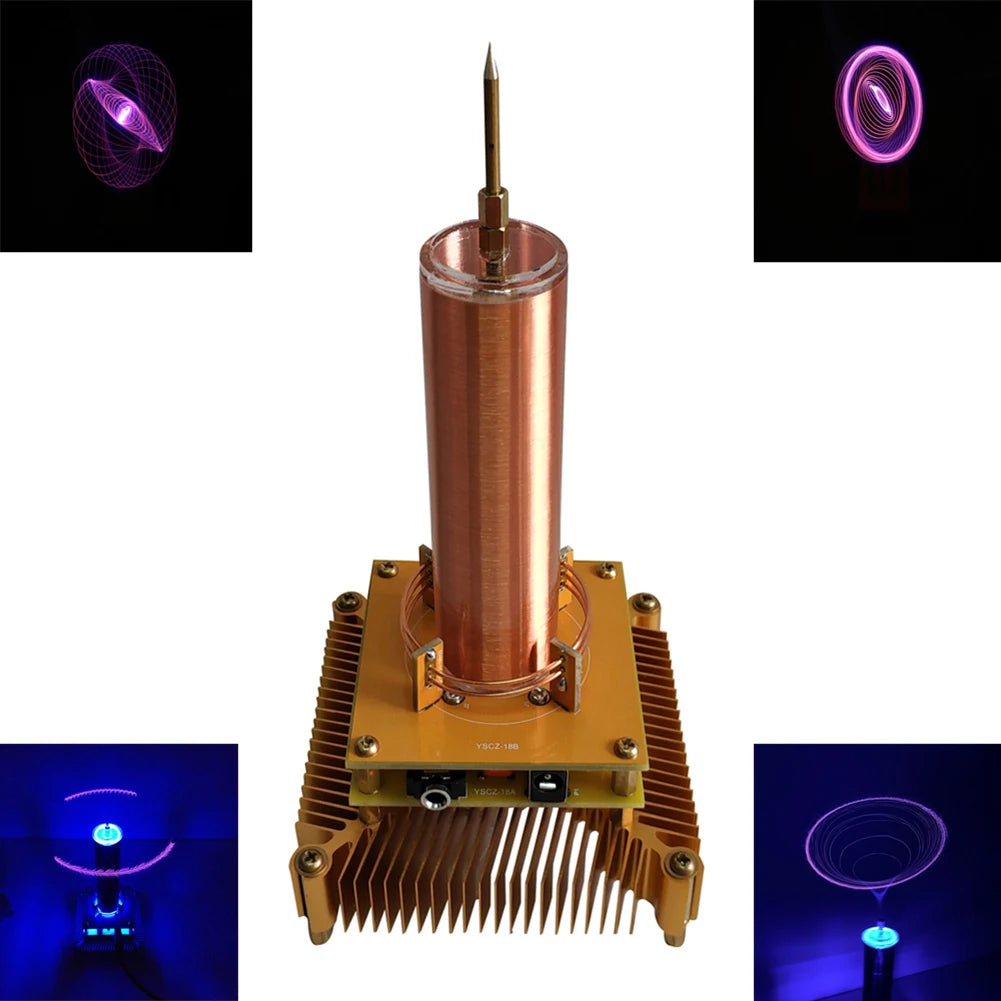 For Musical Tesla Coil Wireless Music Plasma Speaker Plasma Music Tesla Coil Module Golden With Acrylic Shell EU/US Plug DC8-32V