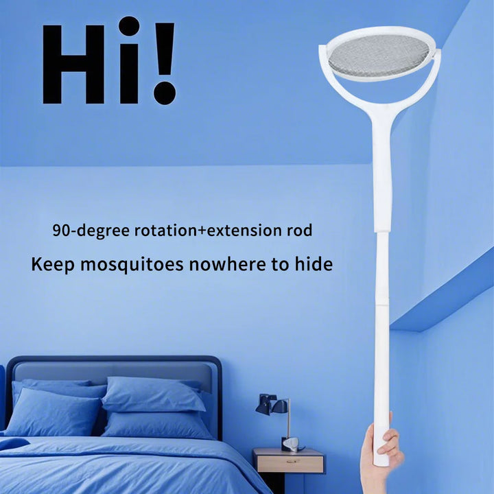 6 in 1 Retractable Mosquito Killer Swatter Racket Electric Fly Trap Bug Lamp Bat for Home House Zapper Insect Extendable Handle