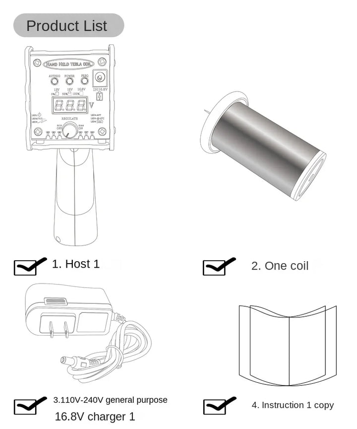 4th Generation Tesla Coil Handheld Magnetic Energy Generator With Power Adapter
