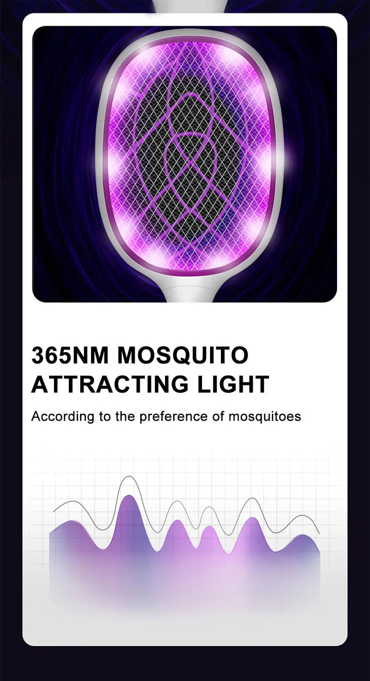 10 LED Trap Mosquito Killer Lamp Electric Flies Swatter USB Rechargeable Summer Mosquito Trap Racket Anti Insect Bug Zapper 3000V