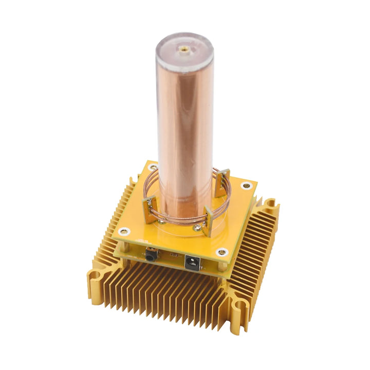 For Musical Tesla Coil Wireless Music Plasma Speaker Plasma Music Tesla Coil Module Golden With Acrylic Shell EU/US Plug DC8-32V