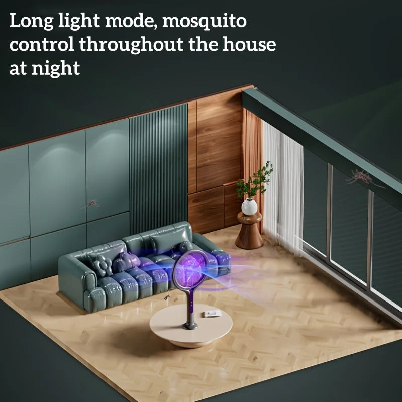 6 in 1 Retractable Mosquito Killer Swatter Racket Electric Fly Trap Bug Lamp Bat for Home House Zapper Insect Extendable Handle