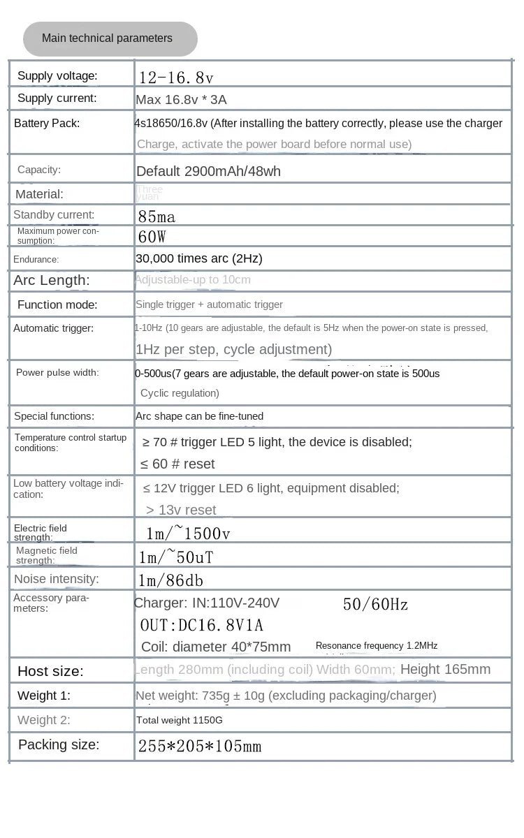 4th Generation Tesla Coil Handheld Magnetic Energy Generator With Power Adapter