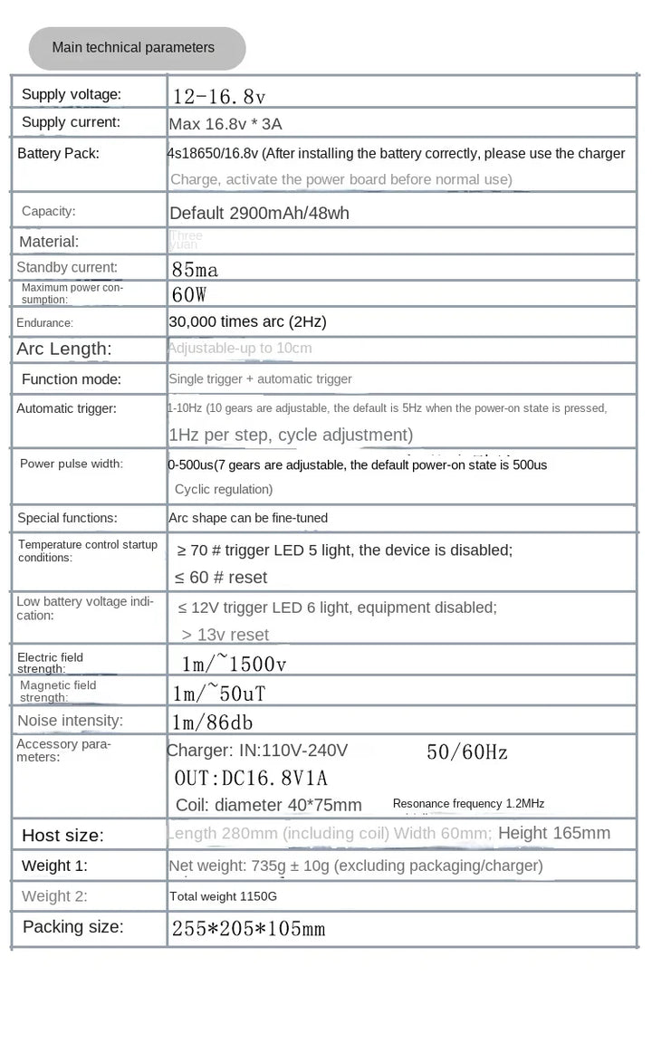 4th Generation Tesla Coil Handheld Magnetic Energy Generator With Power Adapter