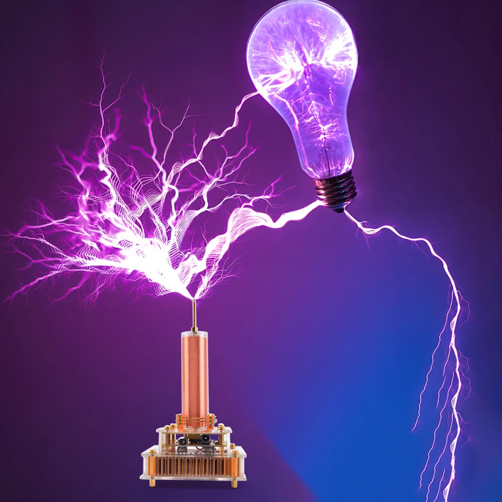 For Musical Tesla Coil Wireless Music Plasma Speaker Plasma Music Tesla Coil Module Golden With Acrylic Shell EU/US Plug DC8-32V