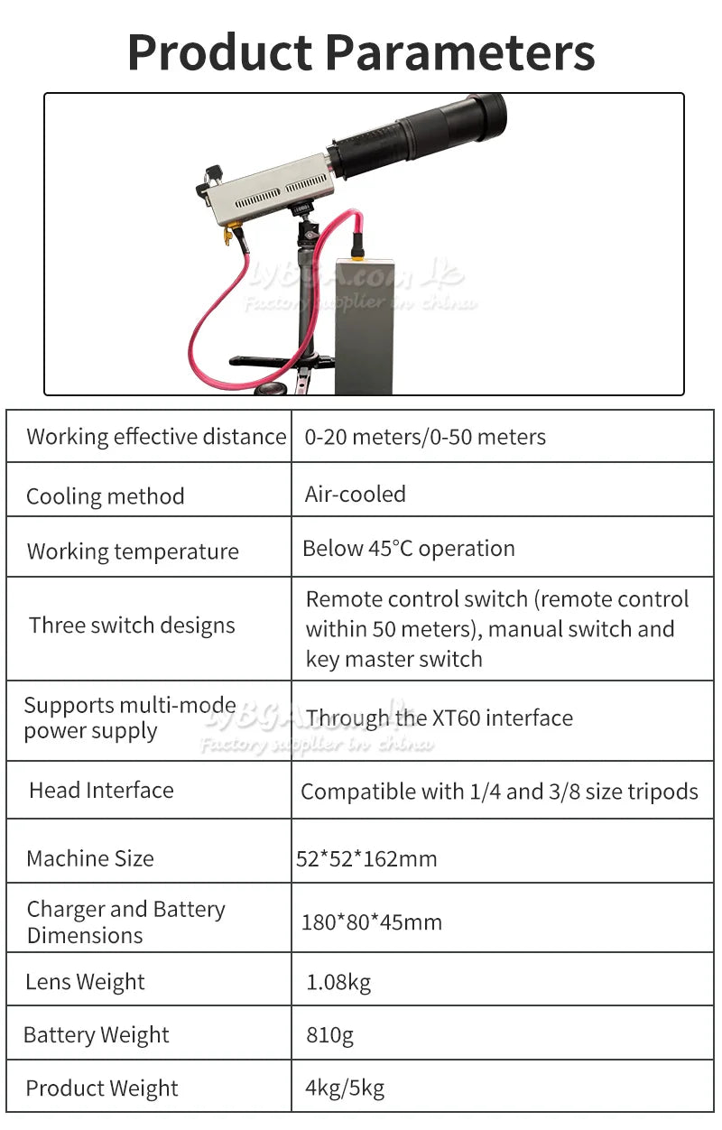 260W Laser Obstacle Removal Machines Customized Handheld Laser Retractable Lens Pump Source Laser Operating Range 0-20 m 0-50 m
