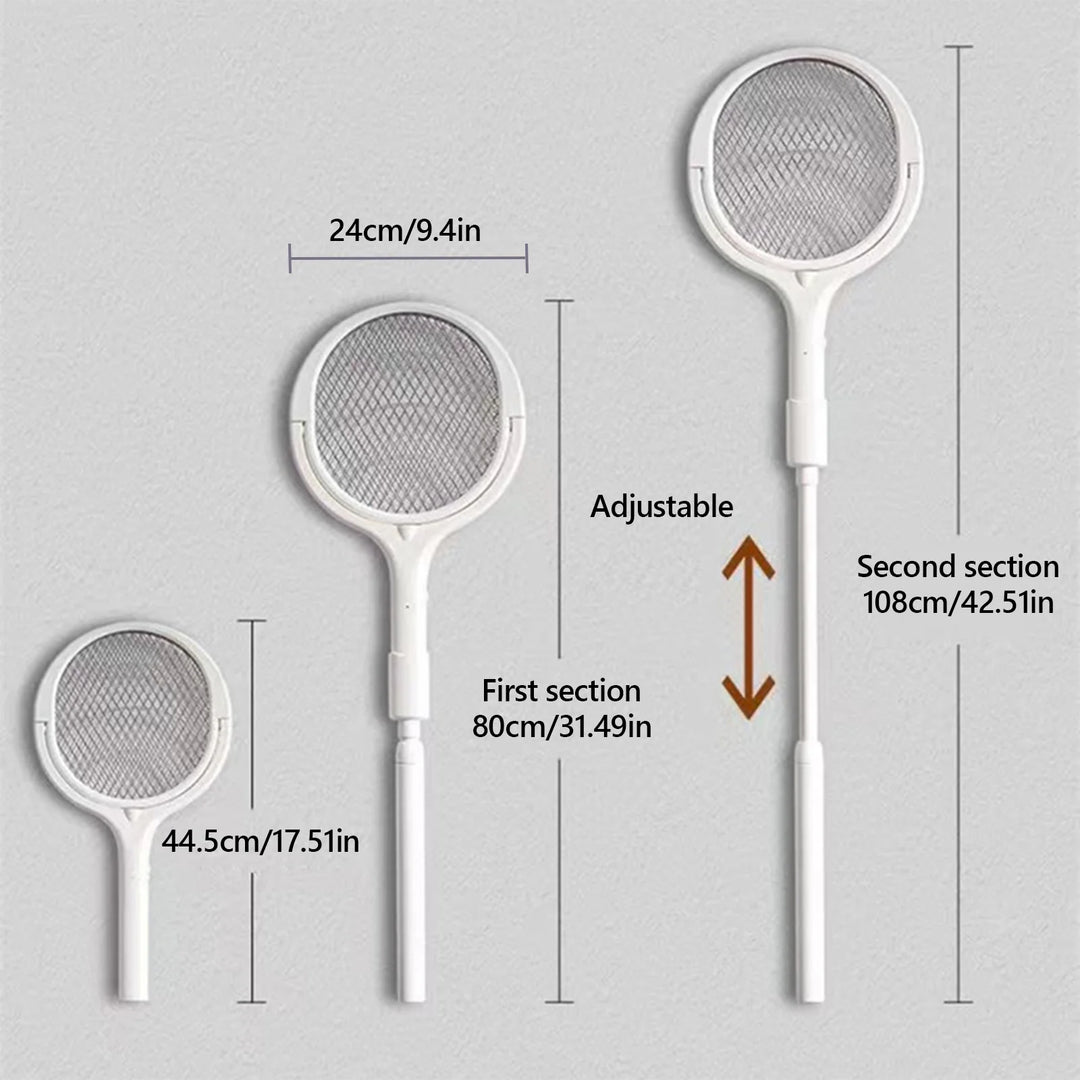 6 in 1 Retractable Mosquito Killer Swatter Racket Electric Fly Trap Bug Lamp Bat for Home House Zapper Insect Extendable Handle