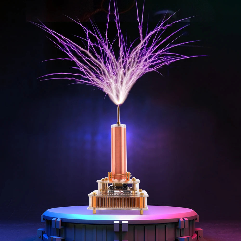 For Musical Tesla Coil Wireless Music Plasma Speaker Plasma Music Tesla Coil Module Golden With Acrylic Shell EU/US Plug DC8-32V