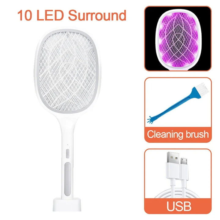 10 LED Trap Mosquito Killer Lamp Electric Flies Swatter USB Rechargeable Summer Mosquito Trap Racket Anti Insect Bug Zapper 3000V