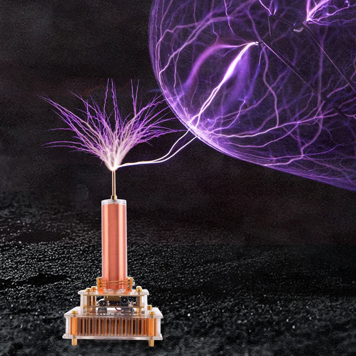 For Musical Tesla Coil Wireless Music Plasma Speaker Plasma Music Tesla Coil Module Golden With Acrylic Shell EU/US Plug DC8-32V